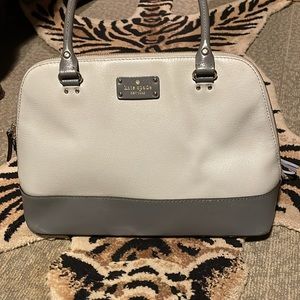 Kate Spade New York Two Tone Double Handle Gray Purse.